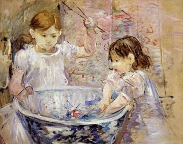 Children with a Bowl Artwork by Berthe Morisot