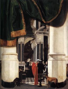 Tomb Of William The Silent In The Nieuwe Kerk, Delft, With An Illusionistic Curtain Artwork by Emanuel de Witte
