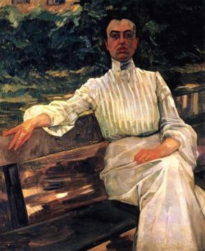 Alice Trübner, The Artist's Wife, On The Garden Bench Artwork by Wilhelm Trübner