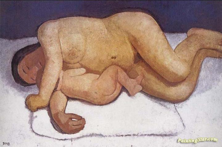 Reclining Mother And Child Artwork by Paula Modersohn-Becker