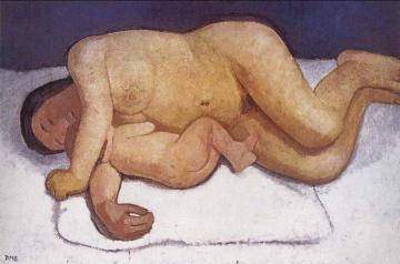 Reclining Mother And Child Artwork by Paula Modersohn-Becker