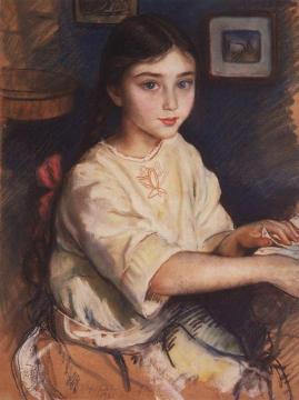 Portrait of O.I. Rybakova in Childhood Artwork by Zinaida Serebriakova