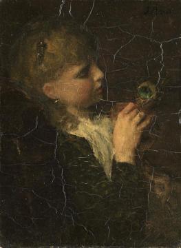 Meisje met pauwenveer Artwork by Jacob Maris