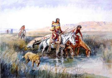 Indian Women Moving Camp Artwork by Charles Marion Russell