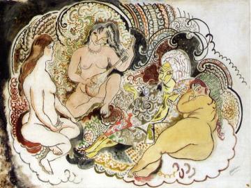 An Oriental and His Women Artwork by Jules Pascin
