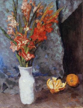 Gladioli and oranges Artwork by Carl Eduard Schuch