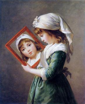 Julie Le Brun With A Mirror Artwork by Elisabeth Vigee Le Brun