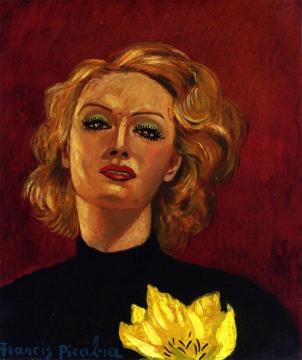 Woman with a Yellow Flower Artwork by Francis Picabia