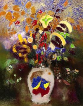 Vase with Japanese Warroir Artwork by Odilon Redon