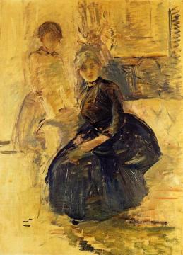 Self Portrait with Julie (study) Artwork by Berthe Morisot