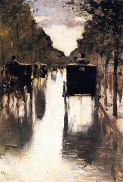 Berlin Avenue With Carriages Artwork by Lesser Ury
