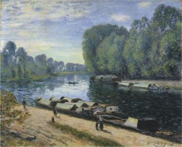 Boats on the Loing River Artwork by Alfred Sisley