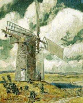 Bending Sail on the Old Mill Artwork by Frederick Childe Hassam