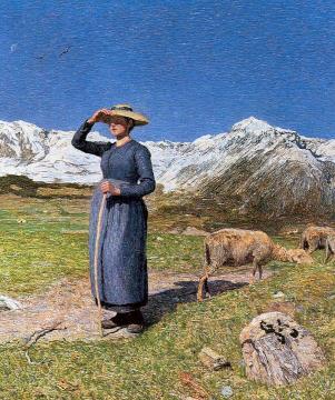 Mezzogiorno sulle alpi Artwork by Giovanni Segantini