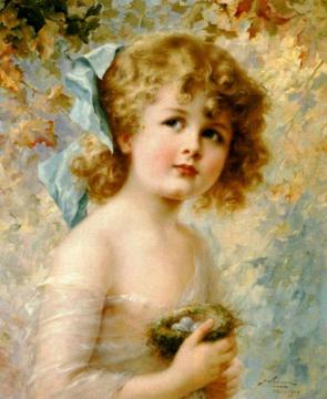 Girl Holding A Nest Artwork by Emile Vernon