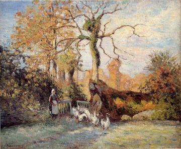 The Goose Girl at Montfoucault, White Frost Artwork by Camille Pissarro
