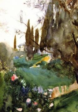 Landscape with Cypresses Artwork by John Singer Sargent