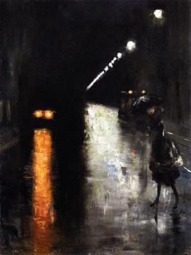 Nocturnal Street Scene Artwork by Lesser Ury