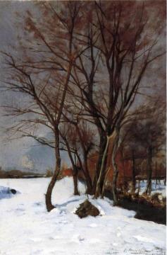 Winter Landscape With Stream Artwork by Julian Alden Weir