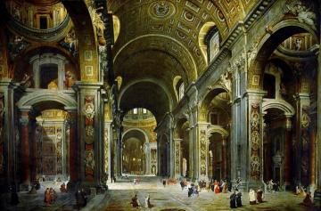 Cardinal Melchior de Polignac Visiting St. Peter's in Rome Artwork by Giovanni Paolo Pannini