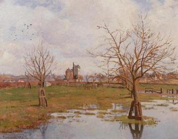 Landscape with Flooded Fields Artwork by Camille Pissarro
