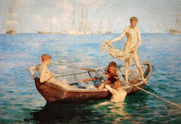 August Blue Artwork by Henry Scott Tuke