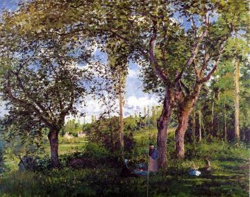 Landscape with Strollers Relaxing under the Trees Artwork by Camille Pissarro