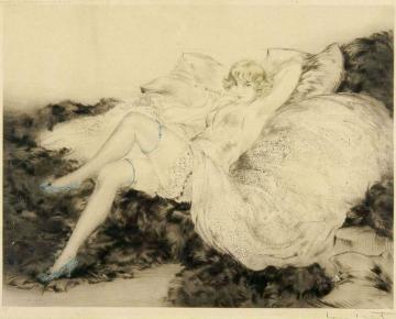 White Underwear Artwork by Louis Icart
