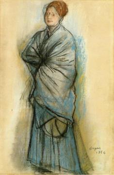 Woman in Blue Artwork by Edgar Degas