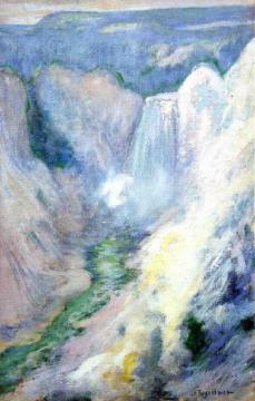 Waterfall In Yellowstone Artwork by John Twachtman