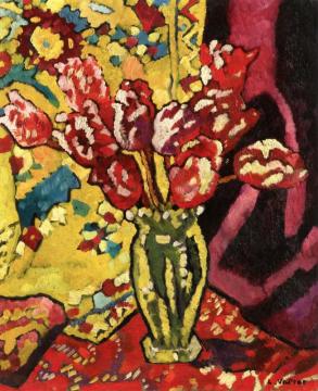 Tulips In A Chrystal Vase Artwork by Louis Valtat