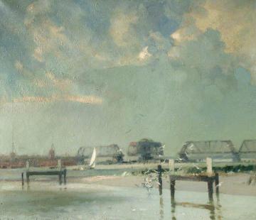Swing Bridge over Breydon, Norfolk Artwork by Edward Brian Seago