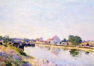 Barges on the Loing Artwork by Alfred Sisley