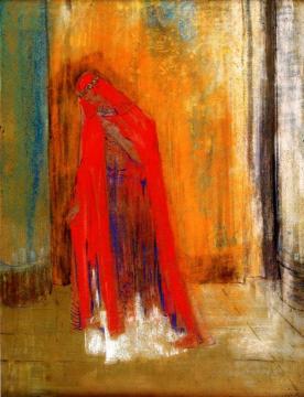 Woman in Red Artwork by Odilon Redon