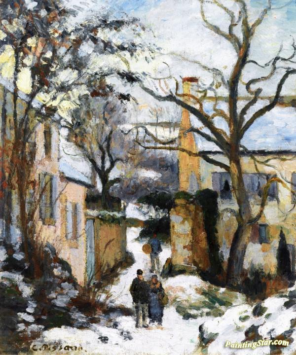 The Rondest House in the Snow, Pontoise Artwork by Camille Pissarro
