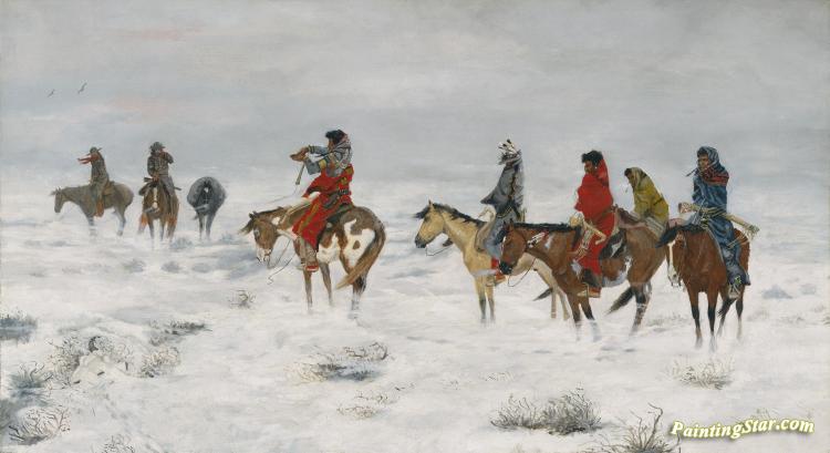 Lost In A Snowstorm - We Are Friends Artwork by Charles Marion Russell