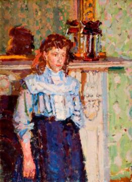 Interior With A Girl By A Mantelpiece Artwork by Harold Gilman