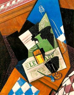 Waterbottle, Fruitdish Artwork by Juan Gris