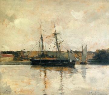Sailing Boats, Dieppe Harbor Artwork by John Twachtman
