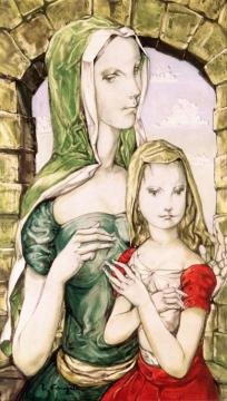 The Chatelaine and Her LIttle Girl Artwork by Tsuguharu Foujita
