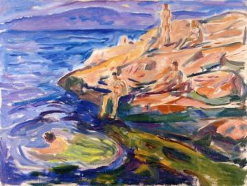 Bathing Men On Rocks Artwork by Edvard Munch