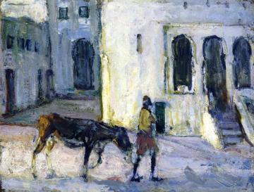 Man Leading A Donkey In Front Of The Palais De Justice, Tangier Artwork by Henry Ossawa Tanner