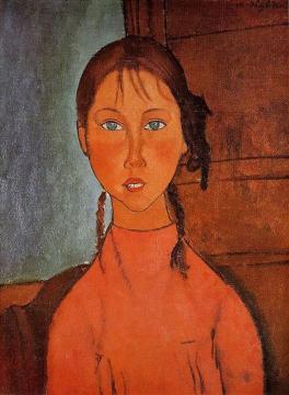 Girl with Pigtails Artwork by Amedeo Modigliani