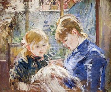 The Sewing Lesson Artwork by Berthe Morisot