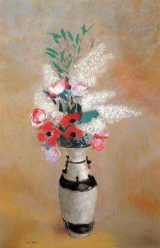 Bouquet with White Lilies in a Japanese Vase Artwork by Odilon Redon