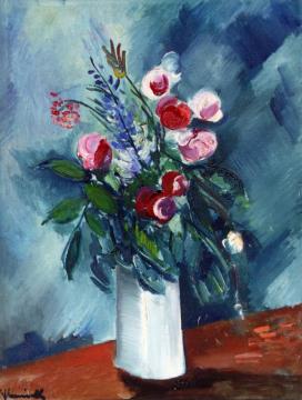 Bouquet Of Flowers On A Blue Background Artwork by Maurice De Vlaminck