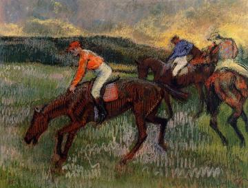 Three Jockeys Artwork by Edgar Degas