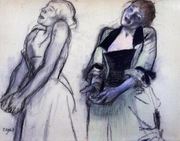 Two Studies for 'Music Hall Singers' Artwork by Edgar Degas