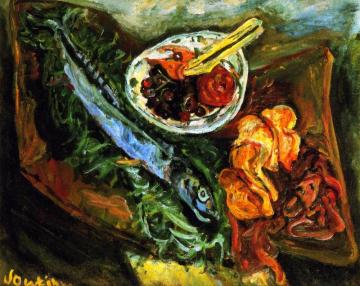 Still Life With Fish And Fruit Artwork by Chaim Soutine