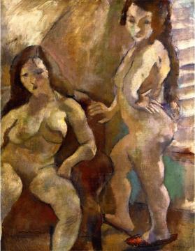 Two Nudes Artwork by Jules Pascin
